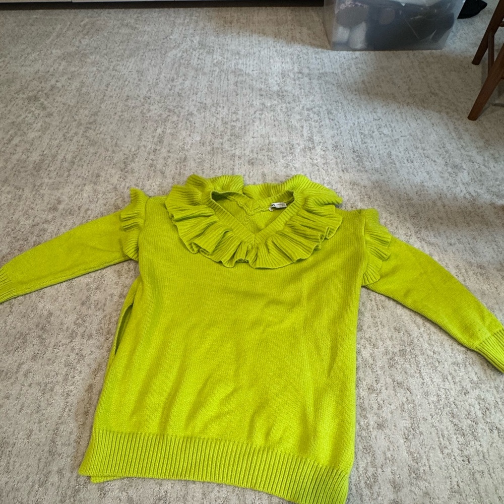 Zara Neon Yellow Ruffle Sweater - Picture 4 of 4